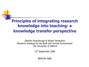 Principles of integrating research knowledge into teaching