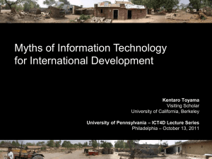 Myths of Information Technology for International Development