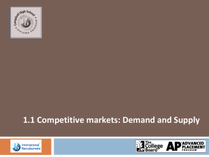 1.1 Competitive markets: Demand and Supply & 1.3 Government