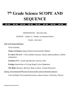 7 th Grade Science SCOPE AND SEQUENCE