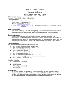7th Grade Life Science Course Syllabus Instructor: Mr. Day Rider