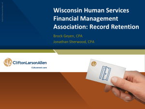 Records Retention (PPT) - Wisconsin Human Services