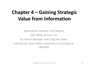 Chapter 4 * Gaining Strategic Value from Information