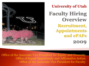 University of Utah Faculty Hiring Overview Recruitment