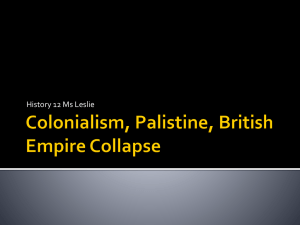 Colonialism, Palistine, British Empire Collapse