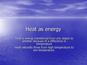 Heat as energy/heat transfer