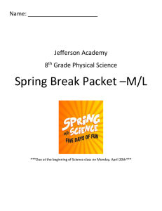 Spring Break Packet –M/L