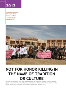 Not for Honor Killing in the Name of Tradition or Culture
