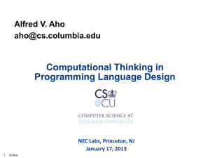 Computational Thinking, NEC, 2013