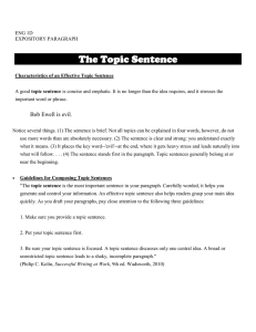 The Topic Sentence