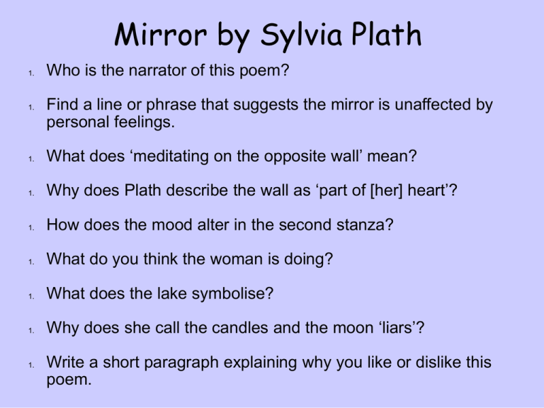 alliteration in mirror by sylvia plath
