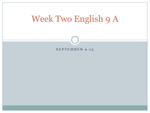 Week Two English 9 A