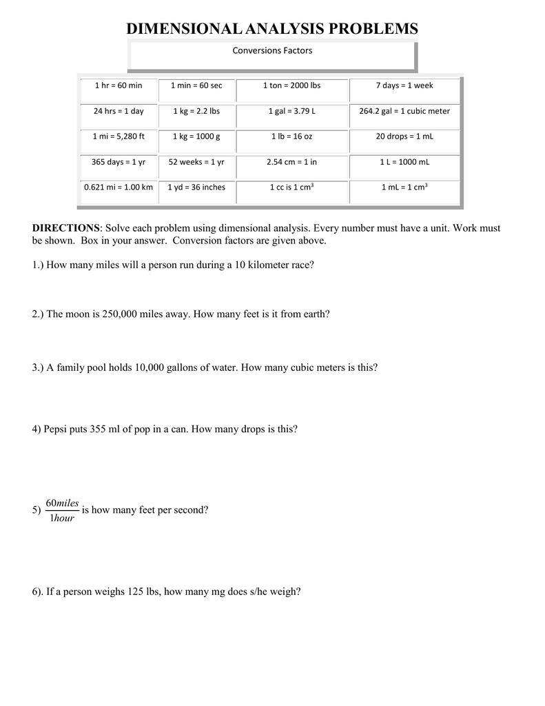 Fastest How To Dimensional  Analysis Problem Pertaining To Dimensional Analysis Problems Worksheet