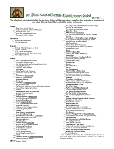 Mr. Williams' Advanced Placement English Literature Syllabus 2010