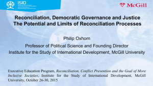 Reconciliation, Democratic Governance and Justice