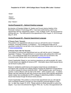 Standard Faculty Offer Letter - Rochester Institute of Technology