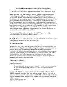 Advanced Topics In Applied Sciences Disclosure (Syllabus) I