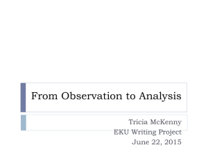 From Observation to Analysis