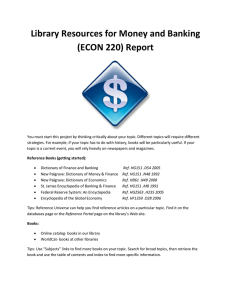 Library Resources for Money and Banking (ECON 220) Report
