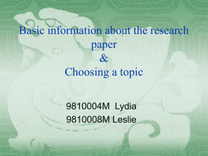 Basic information about the research paper & Choosing a topic