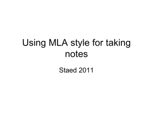 Using MLA style for taking notes