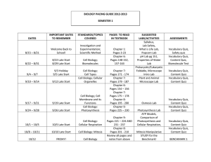 BIOLOGY PACING GUIDE 2012-2013 SEMESTER 1 DATES