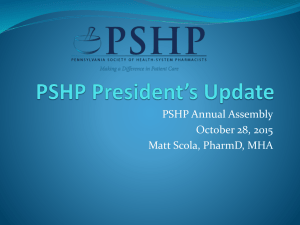 President's Update - Pennsylvania Society of Health