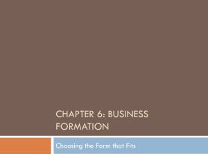 Chapter 6: BUSINESS FORMATION