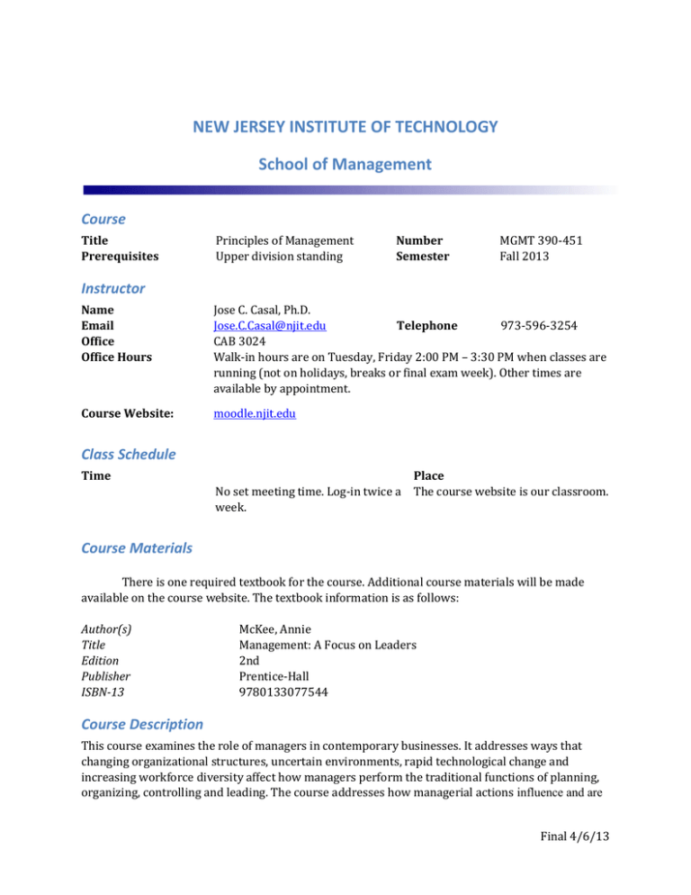 Njit Final Exam Schedule Fall 2022 Mgmt 390 - Njit: Course Schedule