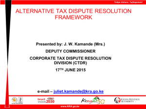 Alternative Tax Dispute Resolution Framework - Presentation