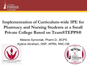 Implementation of Curriculum-wide IPE for Pharmacy and Nursing