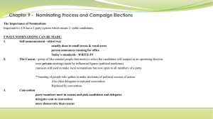 Chapter 9 - Nominating Process and Campaign Elections