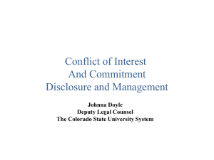 Conflict of Interest Committee Disclosure and Management