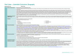 Year 5 plan * Australian Curriculum: Geography