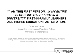 First-in-family learners... - Dr S. O'Shea