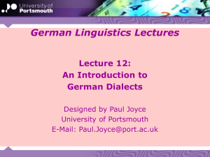 Lecture 12: An Introduction to German Dialects
