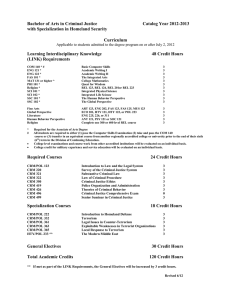 Bachelor of Arts in Criminology Catalog Year 2001-2002