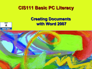 CIS111 Word Unit A