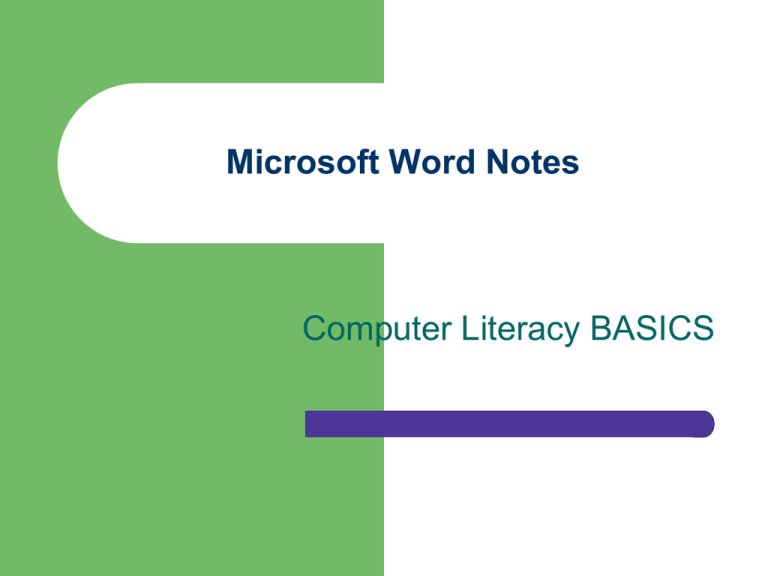 CT Intro Microsoft Word Notes