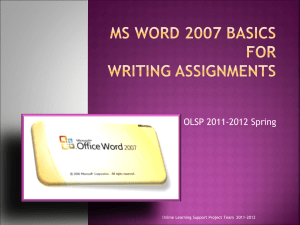 Word Basics 2011-12 Spring