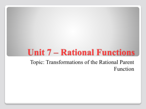 Unit 8 * Rational Functions
