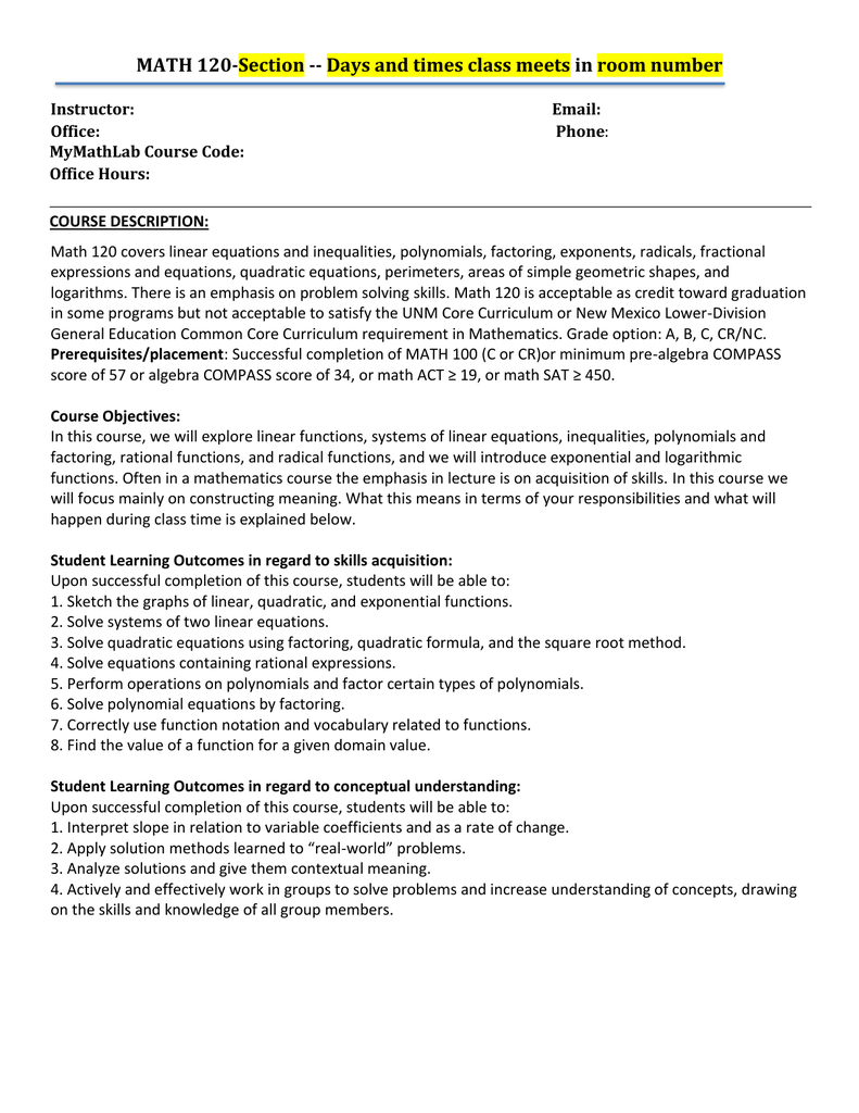 Mat 1033 Intermediate Algebra