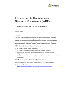 This white paper provides information about the Windows Biometric