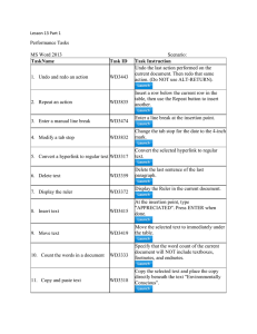 Lesson 13 Part 1 Performance Tasks MS Word 2013 Scenario
