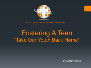 Fostering a Teen, "Take Our Youth Back Home" (PPT)