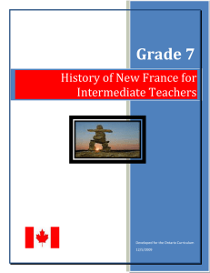 History of New France - D. Vanvelzer: Professional Teaching Portfolio