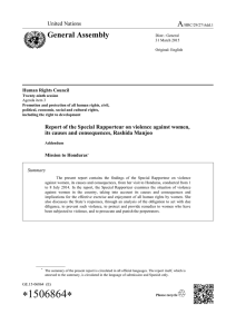 Report of the Special Rapporteur on violence against women, its
