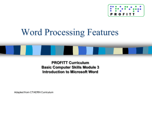 BCS Module Word Processing Features