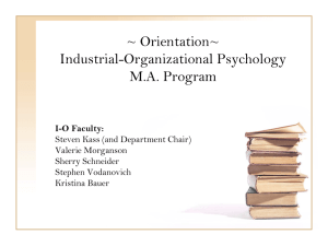 Industrial-Organizational Psychology M.A. Program Orientation