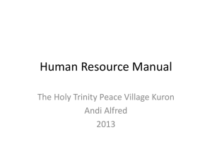 Human Resource Manual - Peace Village in Kuron